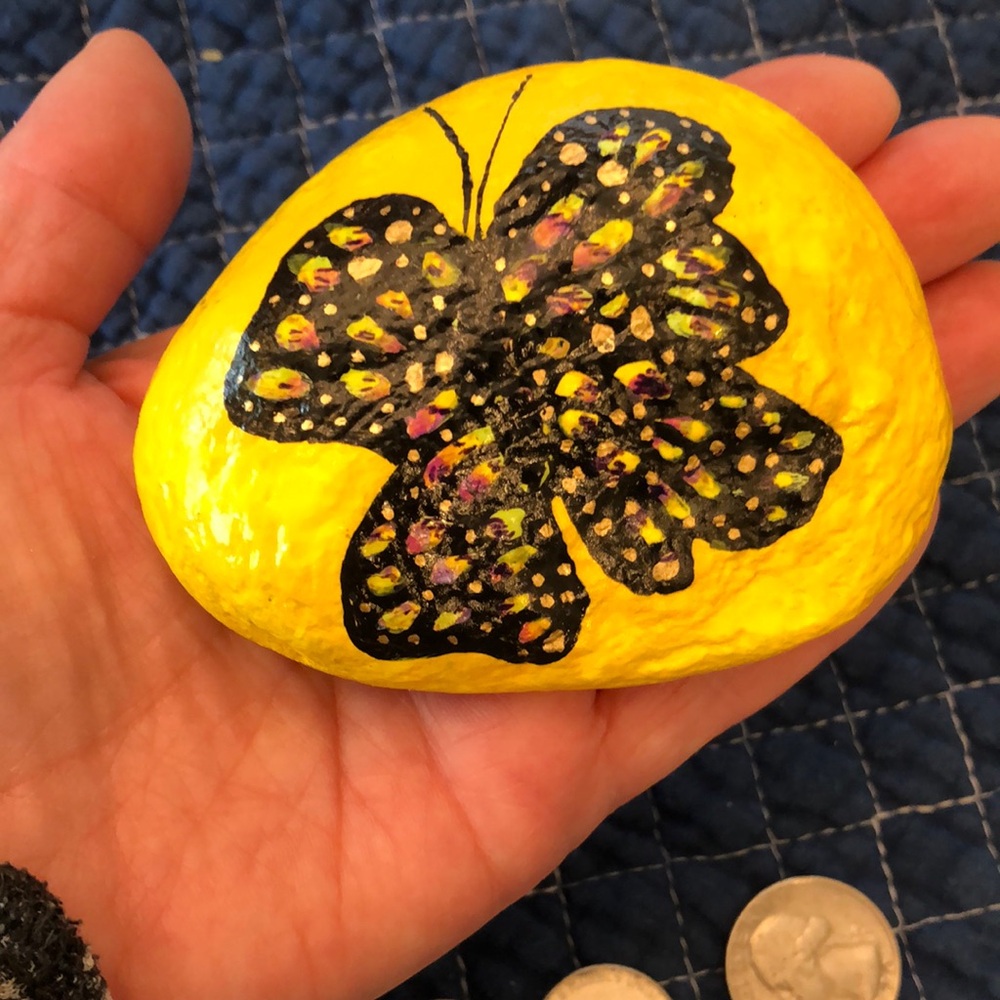 HAND PAINTED BUTTERFLY TOUCH OF SPRING ROCK